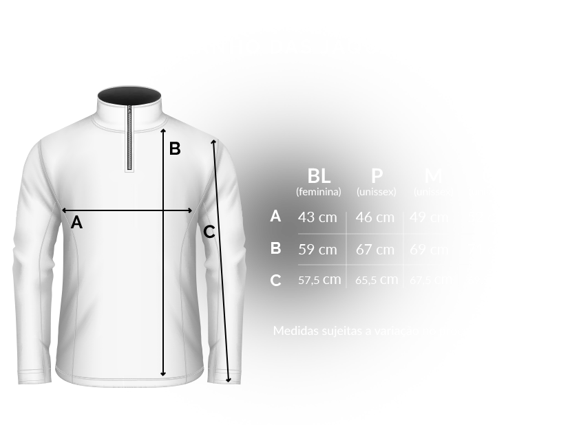 Tamanhos camiseta